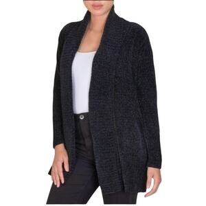 Seven7 Chenille Black Open Cardigan Sweater S Soft Cozy Cabin Minimalist Hygge